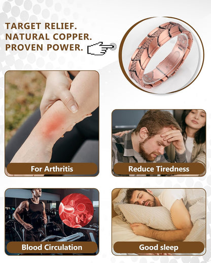 Copper Link Bracelet — Geometric Current | Dual Texture