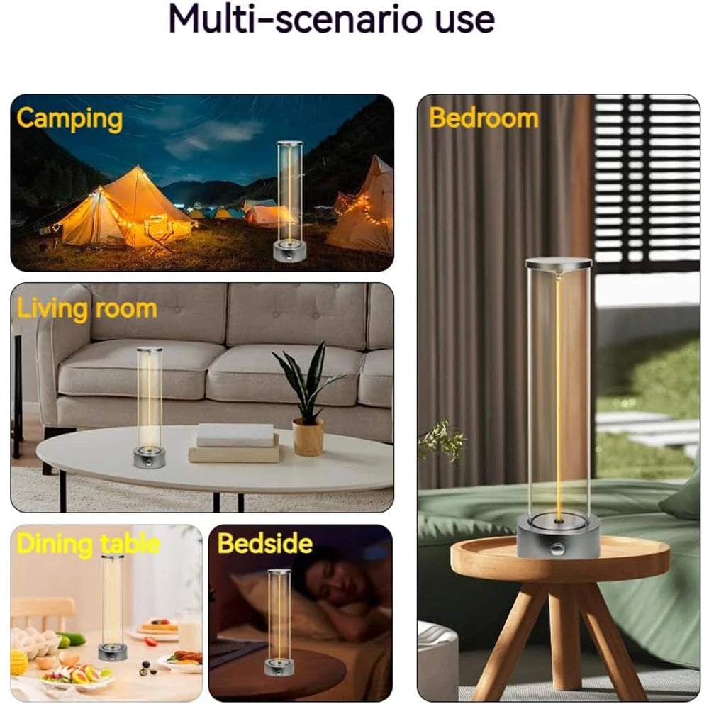 Cordless Portable Magnetic Table Lamp - Rechargeable, Touch Sensor, Three-Level Dimmable