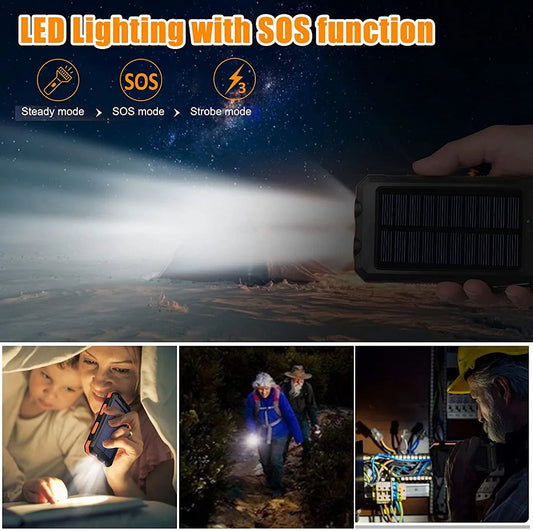 Solar Power Bank 80,000mAh – Ultra-High Capacity Portable Charger with LED Flashlight & Solar Charging