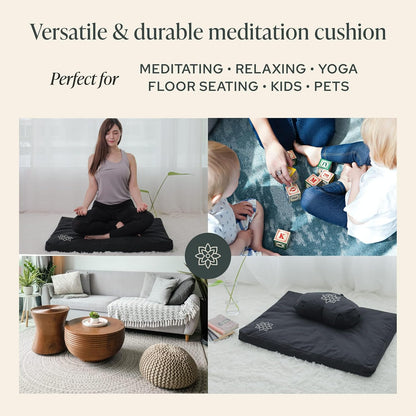 Mindful & Modern Zabuton Meditation Mat — Cotton-Filled Floor Cushion