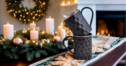 Black Copper Mug Set — Midnight Honeycomb | 2 × 20 oz