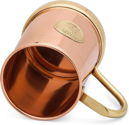 the Finest Handcrafted Copper Mug Unique Patented Design - Solid Brass Base and Handle - Holds 18Oz