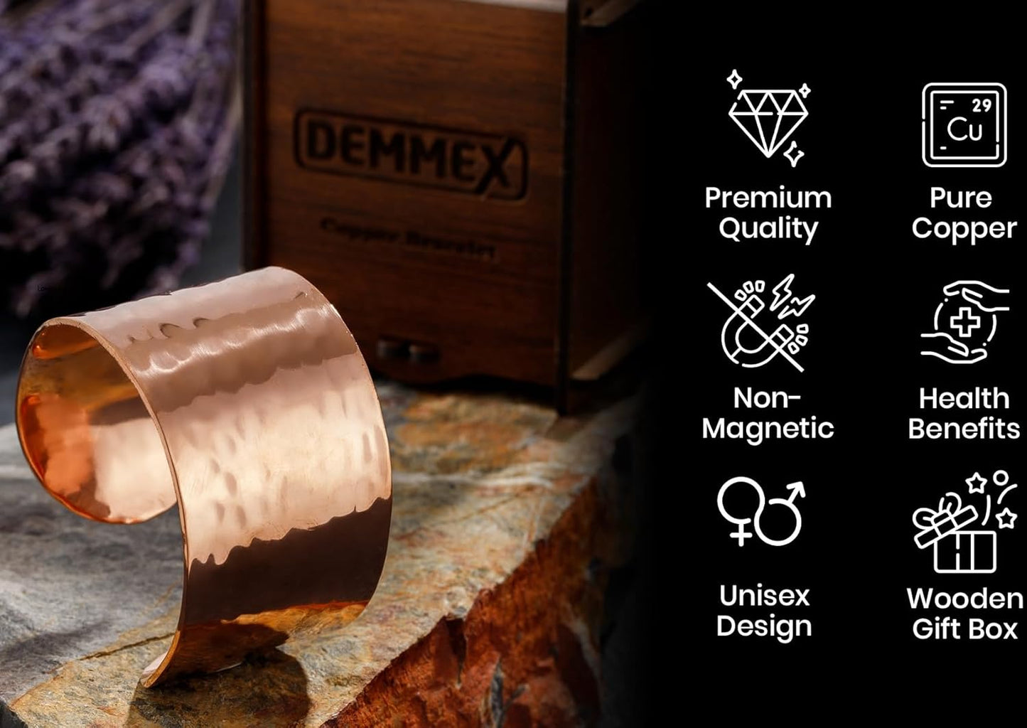 Hammered Turkish Copper Cuff Bracelet – 100% Pure