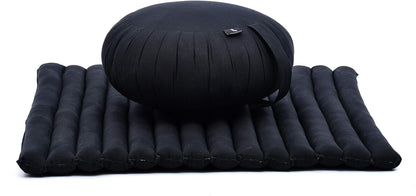 Meditation Cushion Set — Zafu & Roll-Up Zabuton with Kapok Fill