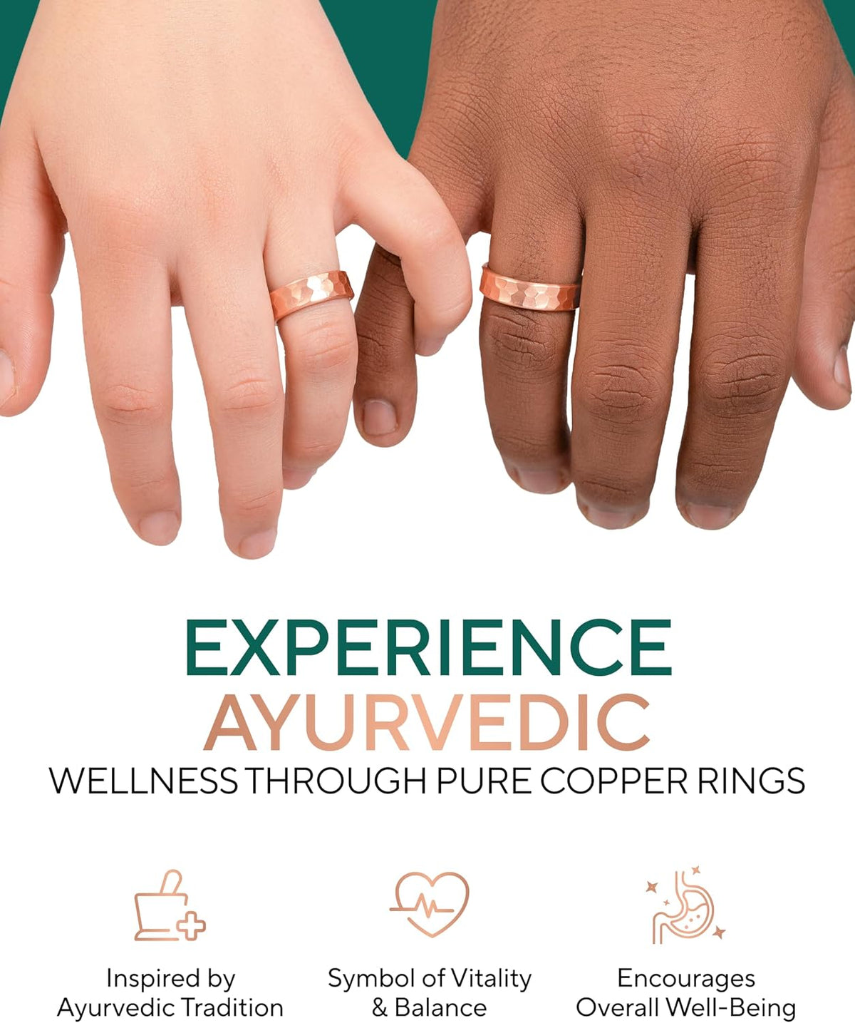 Pure Copper Adjustable Rings — Set of 2