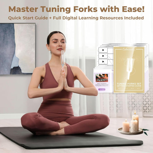 Healing Tuning Fork Set – 128Hz, 136.1Hz, 256Hz & 384Hz | Weighted & Unweighted with Mallet & Bag