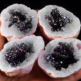 1PC Natural Agate Plated/Electroplated Cornucopia Crystal Cave Raw Stone Bare Stone Display Mineral Specimen Decoration Fortune