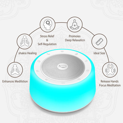 Tibetan Singing Bowls Sound Machine — 11 Healing Tones with Night Light & Timer
