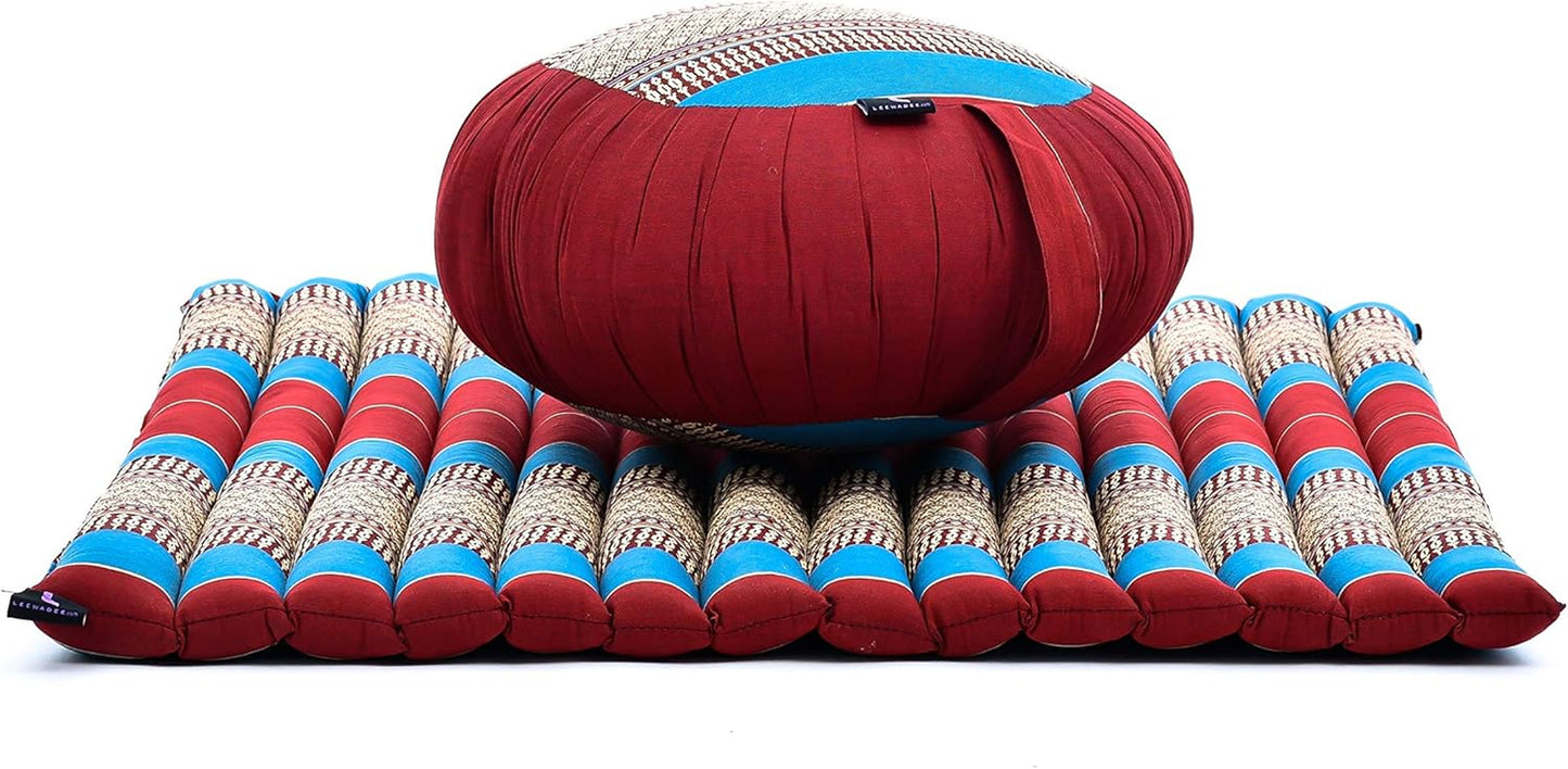 Meditation Cushion Set — Zafu & Roll-Up Zabuton with Kapok Fill