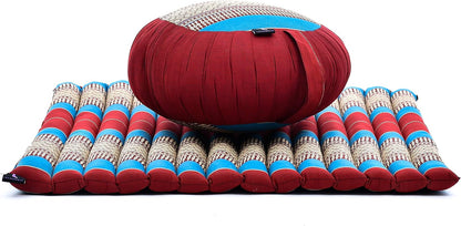 Meditation Cushion Set — Zafu & Roll-Up Zabuton with Kapok Fill