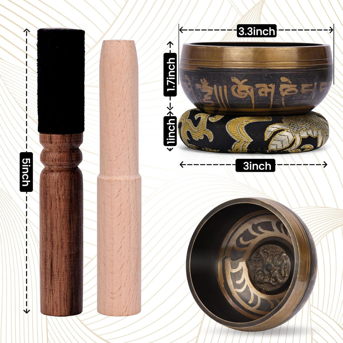 Tibetan Singing Bowl — Etched Echo | 3.3 Inch
