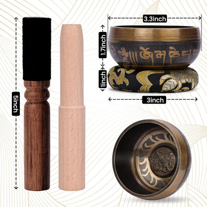 Tibetan Singing Bowl — Etched Echo | 3.3 Inch