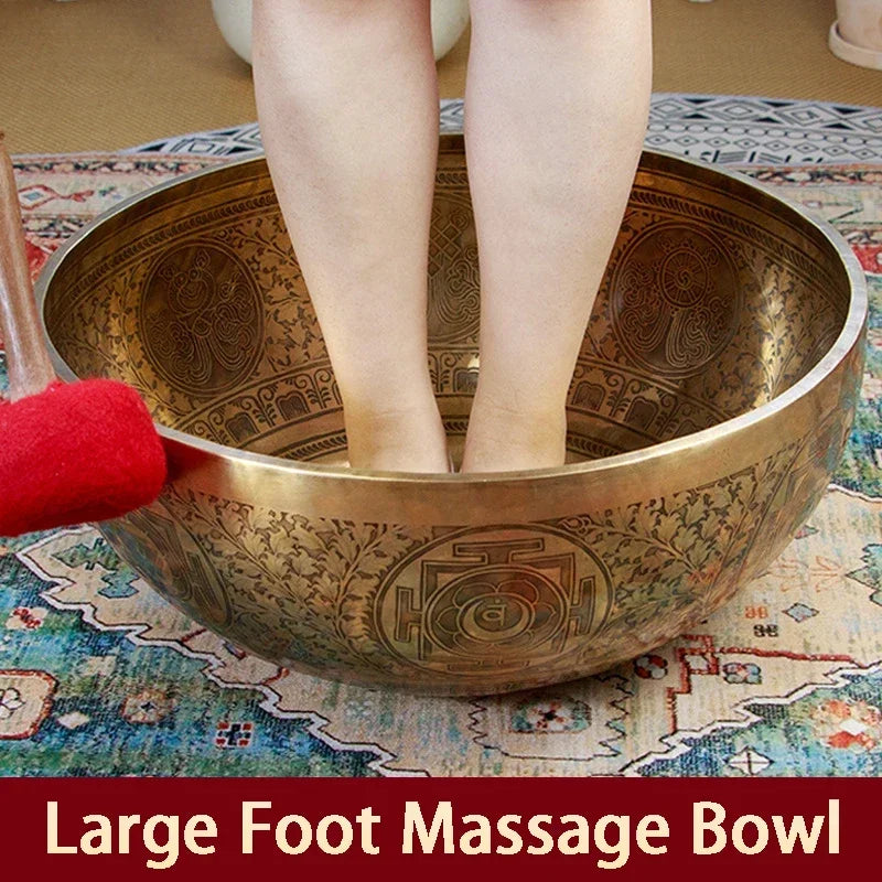Sacred Foot Singing Bowl — Nepalese Handmade Brass Sound Vessel for Grounded Healing & Deep Vibrational Therapy