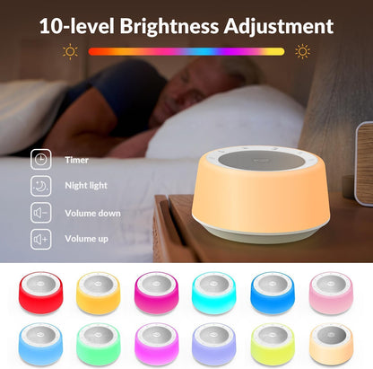 Tibetan Singing Bowls Sound Machine — 11 Healing Tones with Night Light & Timer