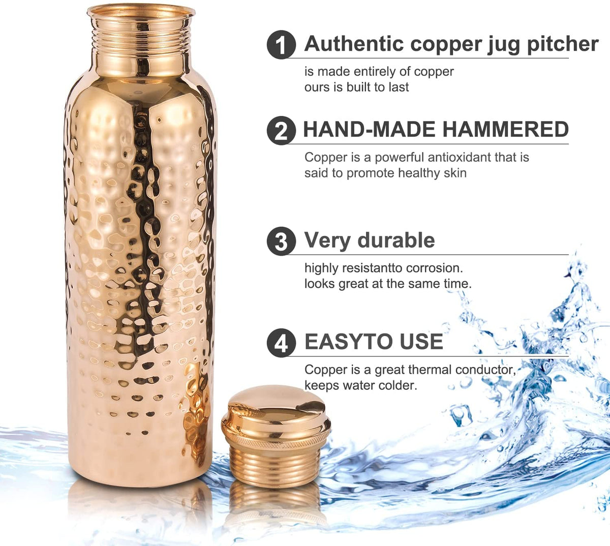 Copper Water Bottle & Jute Bag — Woven Journey | 34 oz
