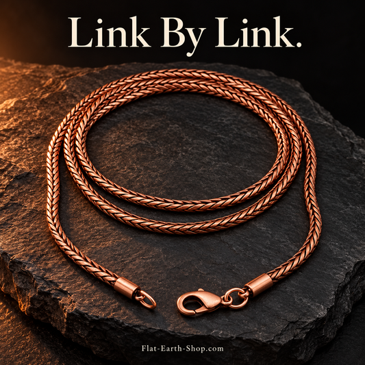 Pure Copper Chain Necklace — 16–32" — hero view with a dark backdrop.