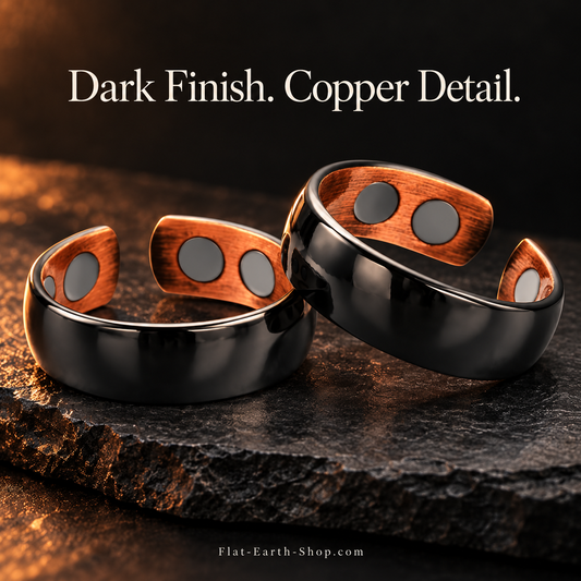 Pure Copper Magnetic Rings — Set of 2 — hero view with a dark backdrop.