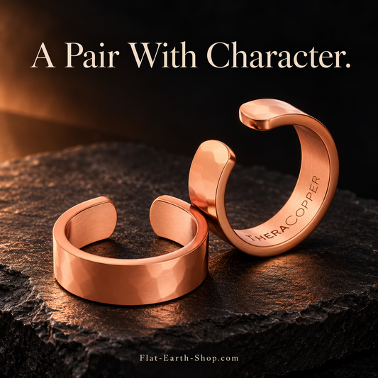Pure Copper Adjustable Rings — Set of 2 — hero view with a dark backdrop.