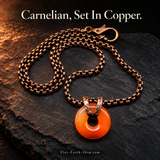 Copper Necklace with Carnelian Gemstone Donut Pendant — hero view with a dark backdrop.