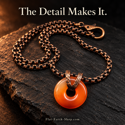 Copper Necklace with Carnelian Gemstone Donut Pendant — second view with a dark backdrop.