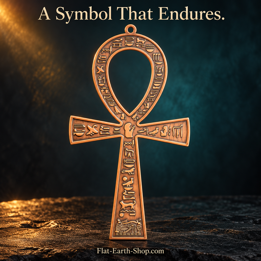 Egyptian Ankh Wall Art — 8.5″ Metal Cross, Antique Copper Finish — dark studio product view