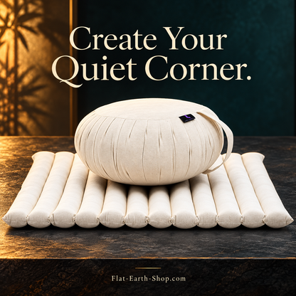 Meditation Cushion Set — Zafu & Roll-Up Zabuton with Kapok Fill — dark studio product view