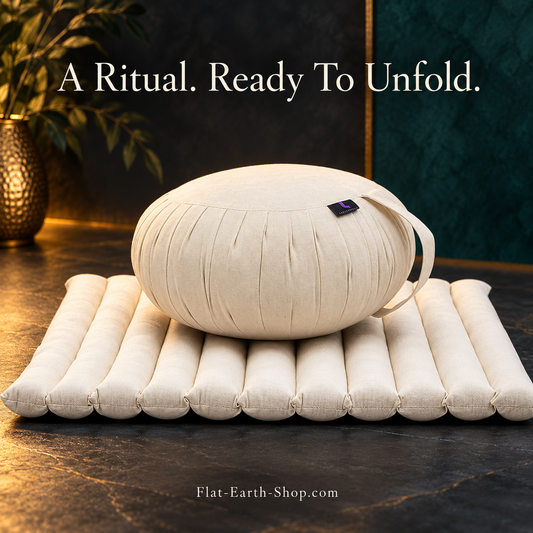 Meditation Cushion Set — Zafu & Roll-Up Zabuton with Kapok Fill — complementary dark product view