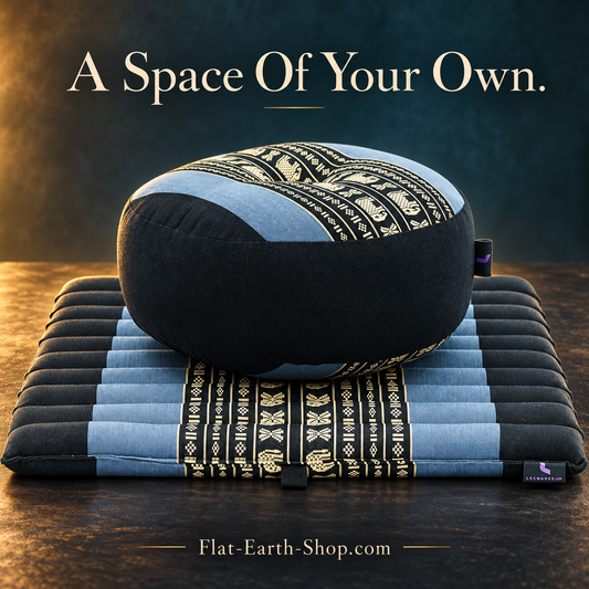 Compact Meditation Cushion Set — Small Zafu & Roll-Up Zabuton with Kapok Fill — dark studio product view