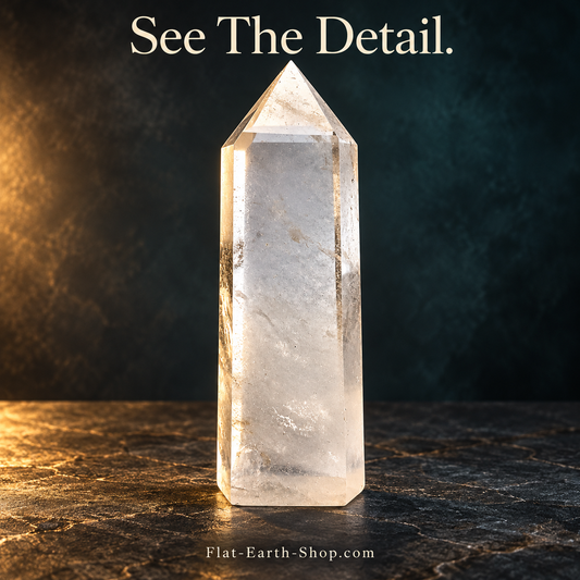 Clear Quartz Obelisk — 5–7 Inch Options — dark studio product view