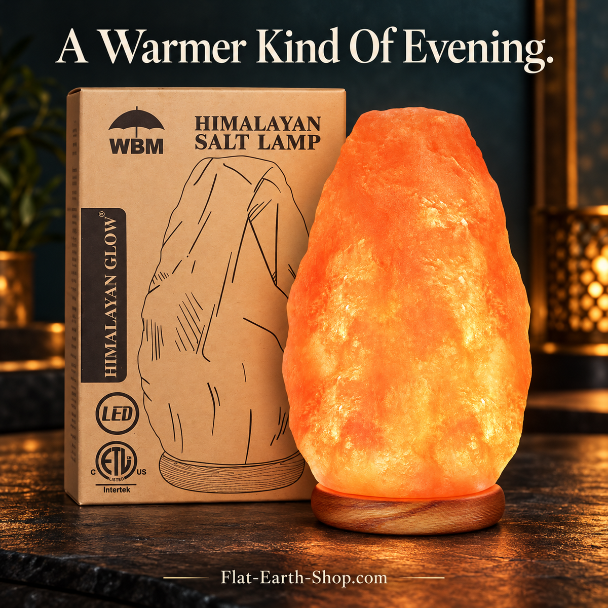 Himalayan Salt Lamp — USB Touch Dimmer — dark studio product view