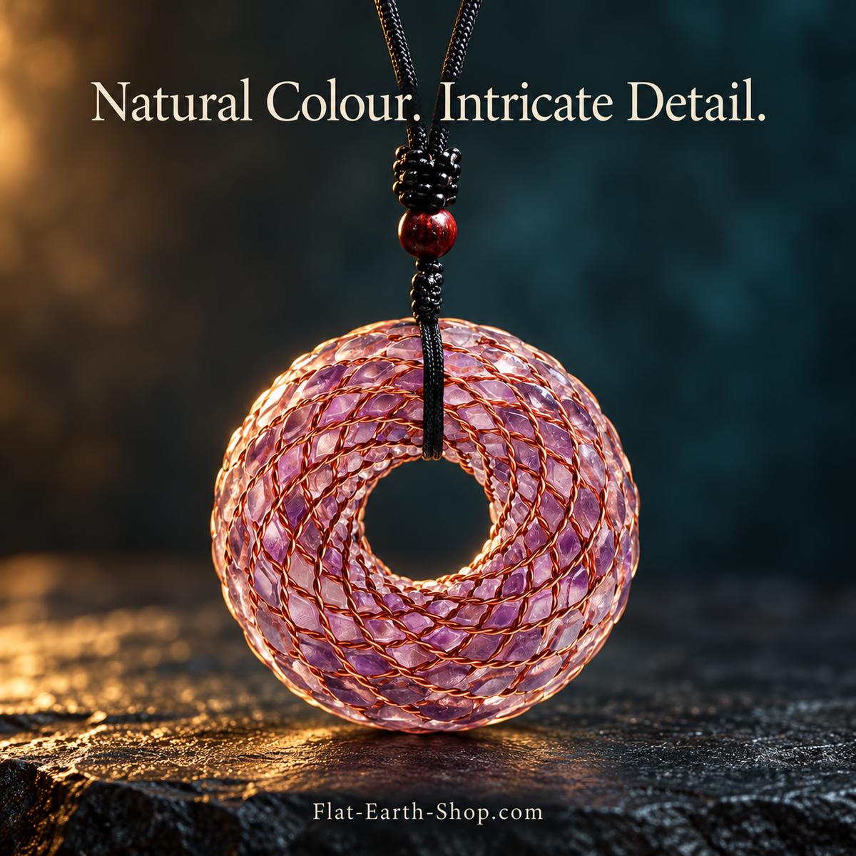 Rodin Coil & Orgone Pendant Necklace — dark studio product view