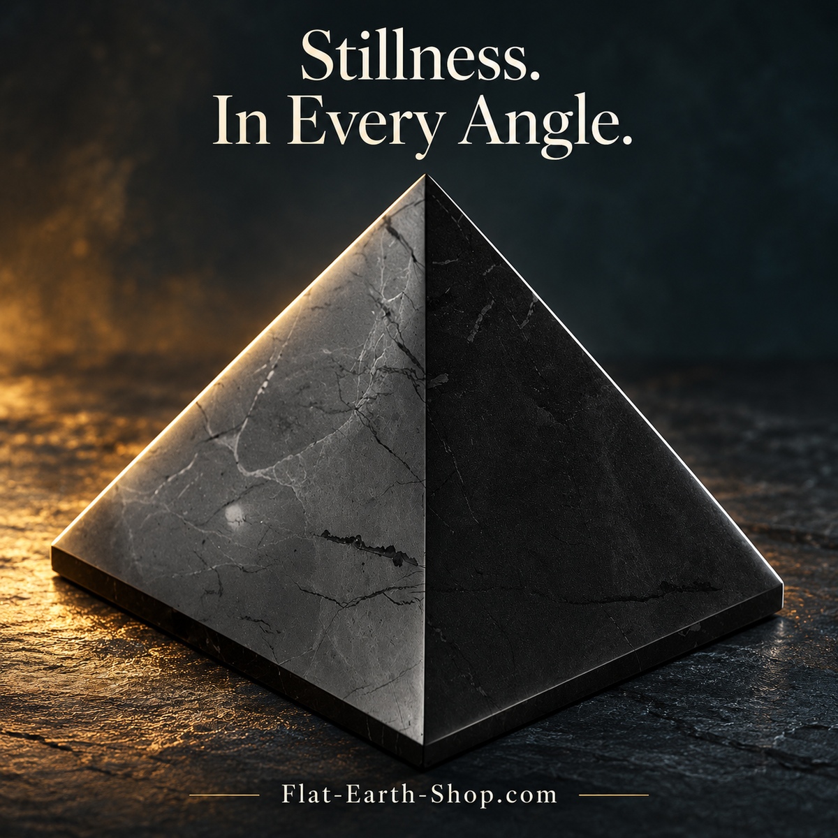 Shungite Pyramid — Choice of Sizes & Finishes — dark studio product view