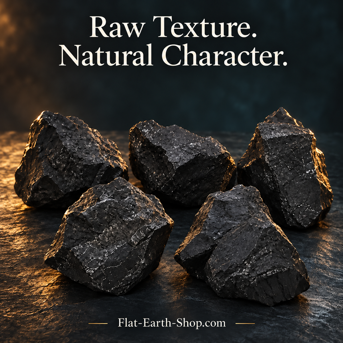 Premium Raw Shungite Stones – Natural Crystal Rocks — dark studio product view