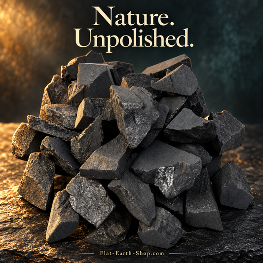 Raw Shungite Stones – Natural Minerals — dark studio product view