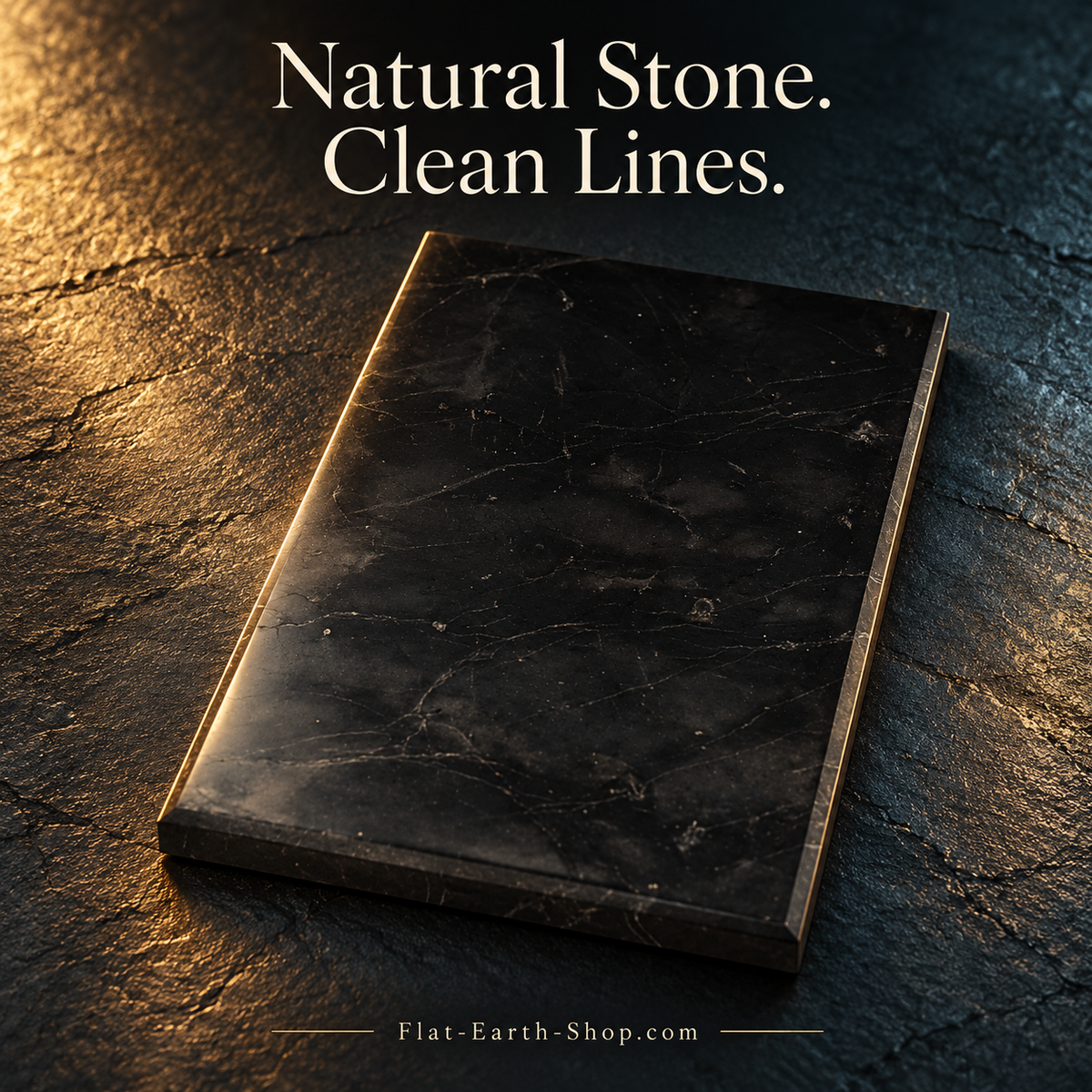 Shungite Tile Plate — Choice of Sizes & Finishes — dark studio product view