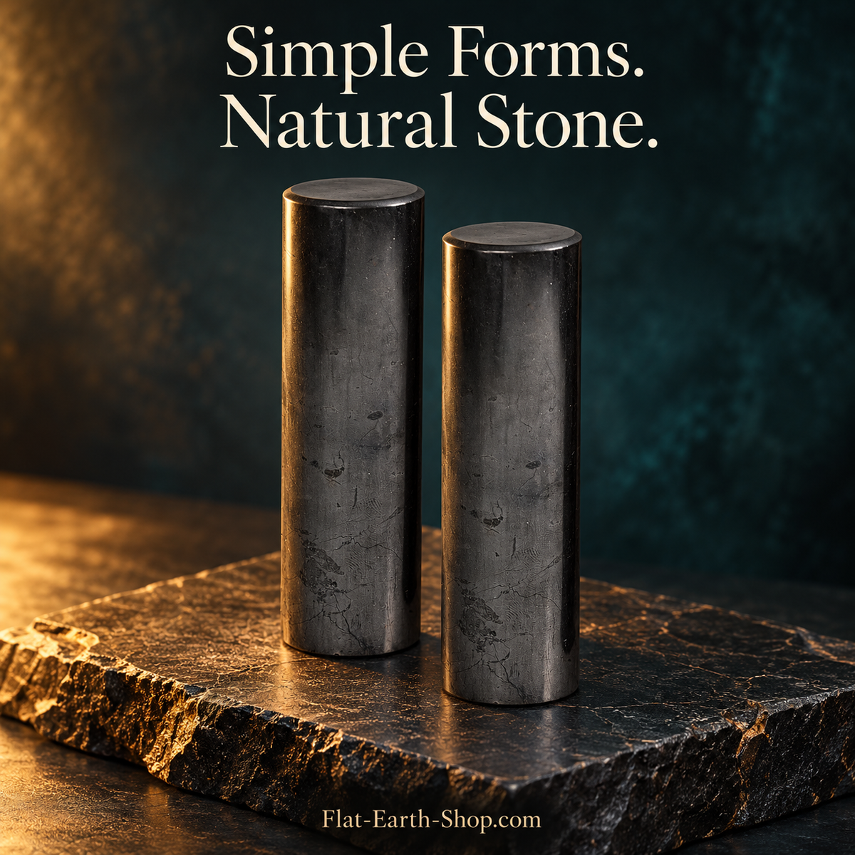Shungite Meditation Cylinders — 2 Piece Set — complementary dark product view
