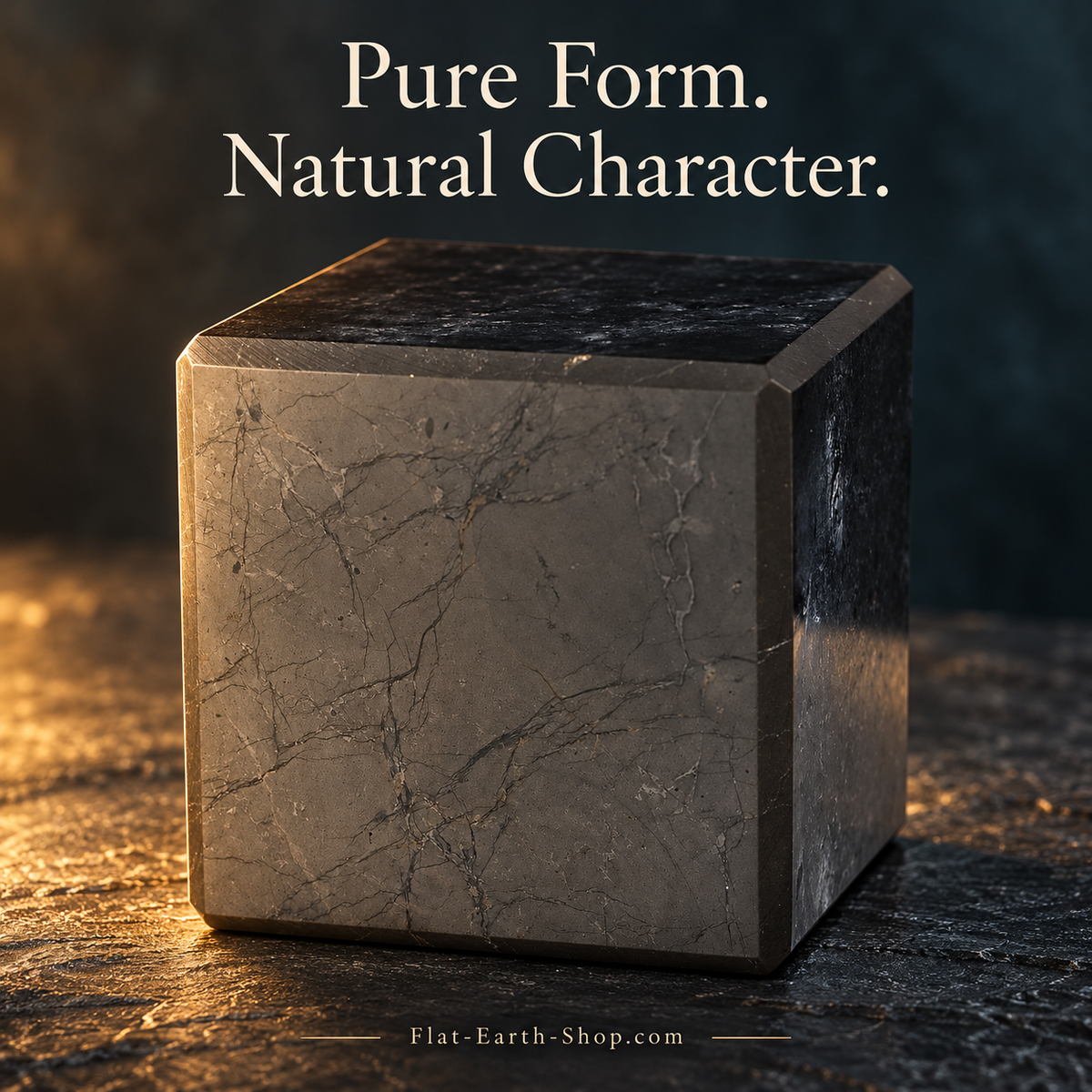 Authentic Shungite Cube — dark studio product view
