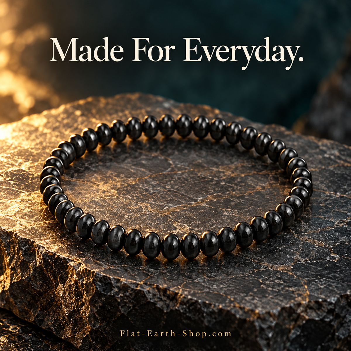 Handcrafted Shungite Bead Bracelet — complementary dark product view