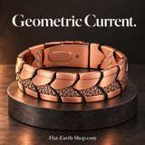 geometric current copper product on a dark studio background