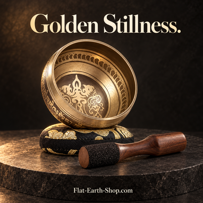 golden stillness singing bowl set in dark studio