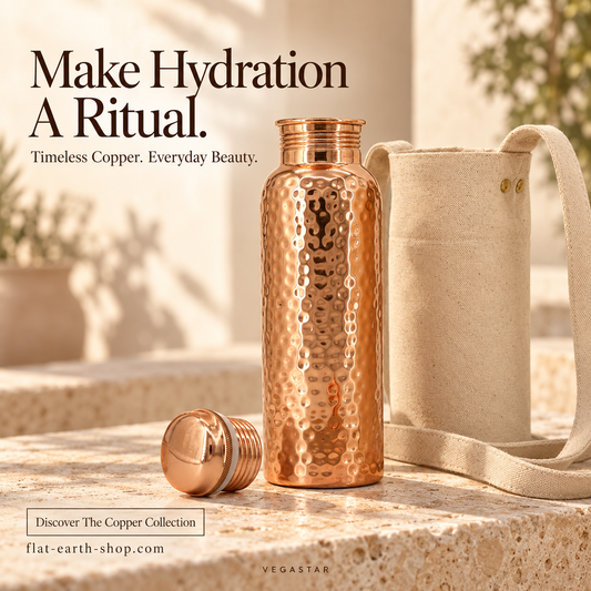 Pure Copper Water Bottle (34oz / 1000ml) with Canvas Carry Bag