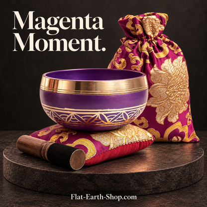 magenta moment singing bowl set in dark studio