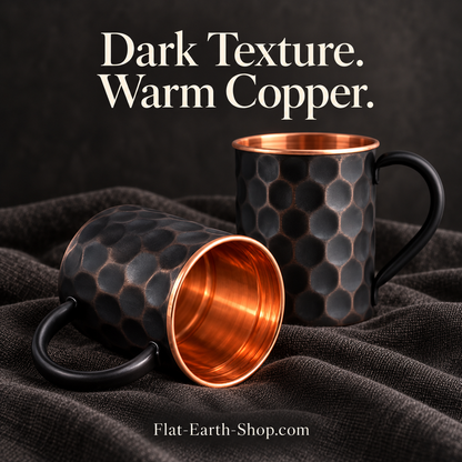 midnight honeycomb copper drinkware in a dark studio scene