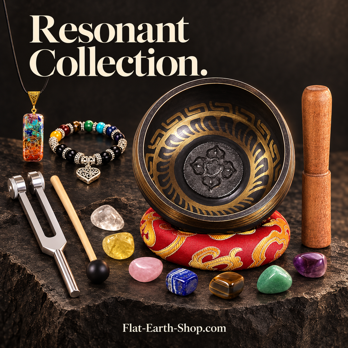 resonant collection singing bowl set in dark studio