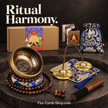 ritual harmony singing bowl set in dark studio