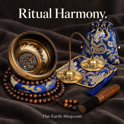 ritual harmony singing bowl set in dark studio