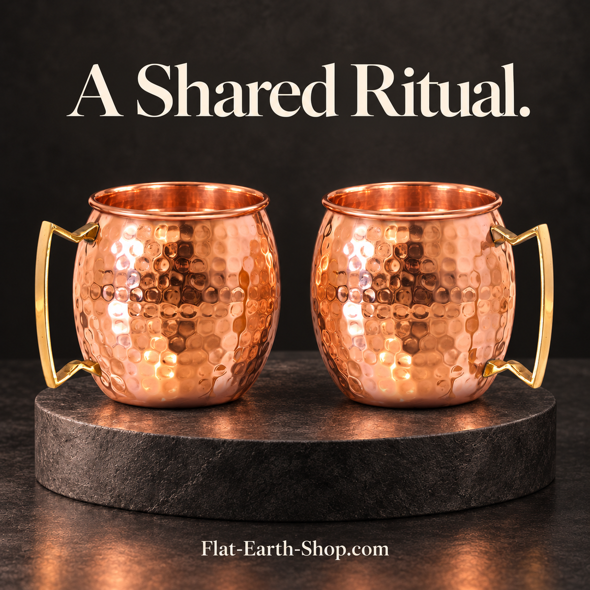 shared ritual copper drinkware in a dark studio scene
