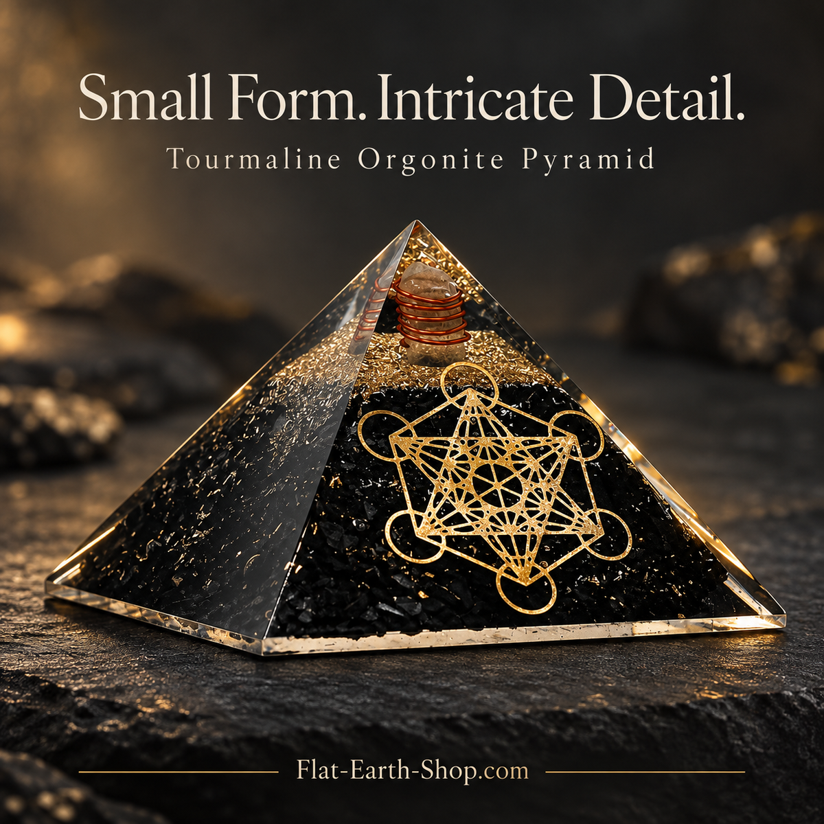 Shungite Orgone Pyramid With Metatron’s Cube
