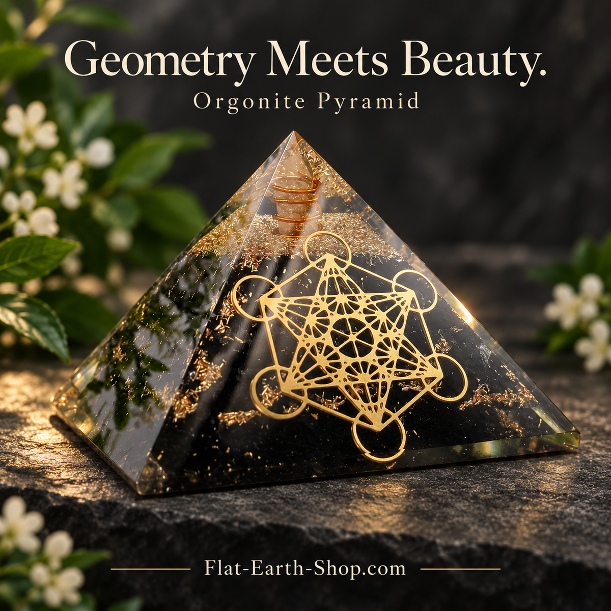 Shungite Orgone Pyramid With Metatron’s Cube
