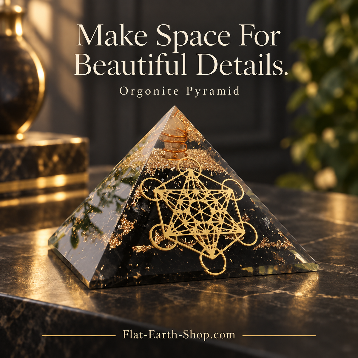 Shungite Orgone Pyramid With Metatron’s Cube